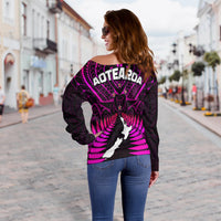 Aotearoa Fern Off Shoulder Sweater New Zealand Hei Tiki Purple Style LT13 - Wonder Print Shop