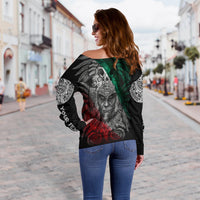 Custom Personalised Mexico Off Shoulder Sweater Warrior Eagle Aztec LT13 - Wonder Print Shop