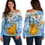 (Custom Text and Number) Argentina Football Off Shoulder Sweater Vamos La Albiceleste Champions World Cup Vibe Flag LT13 - Wonder Print Shop