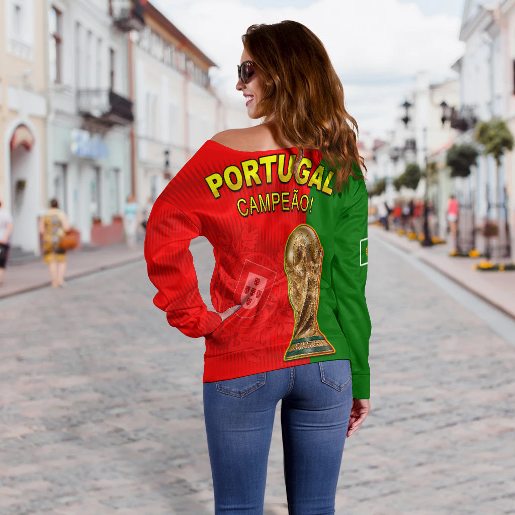 Portugal Football 2022 Off Shoulder Sweater Style Flag Portuguese Champions LT13 - Wonder Print Shop