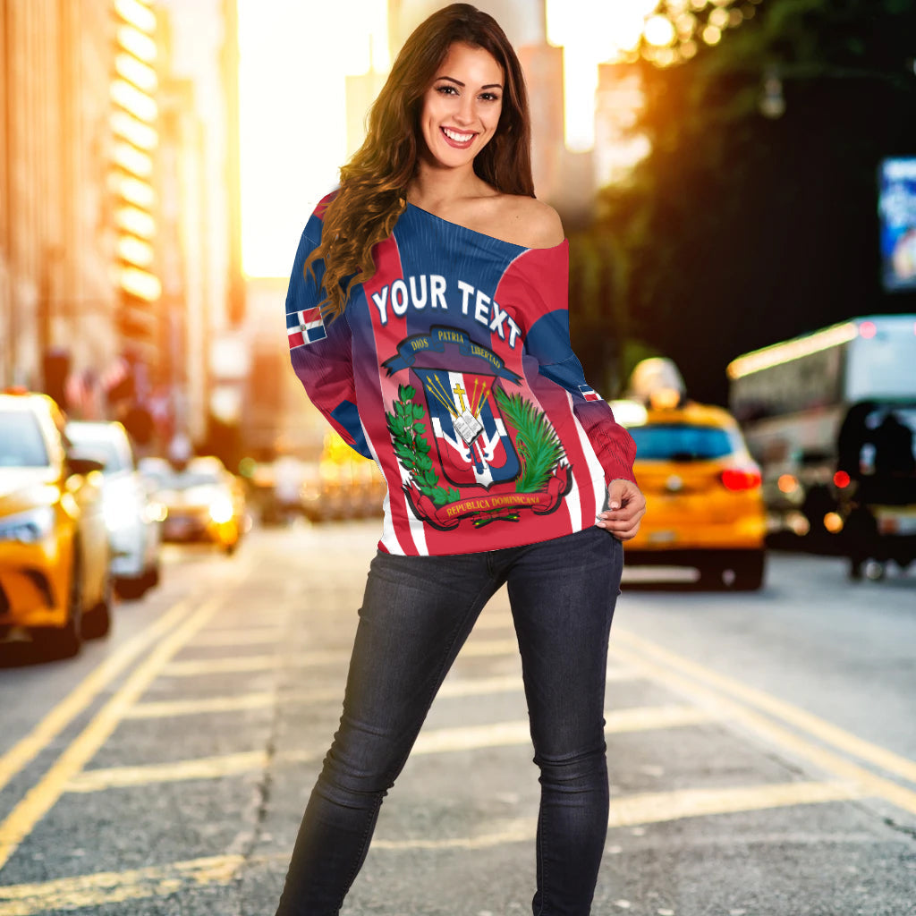 (Custom Personalised) Dominican Republic Off Shoulder Sweater Dominicana Style Sporty LT13 - Wonder Print Shop