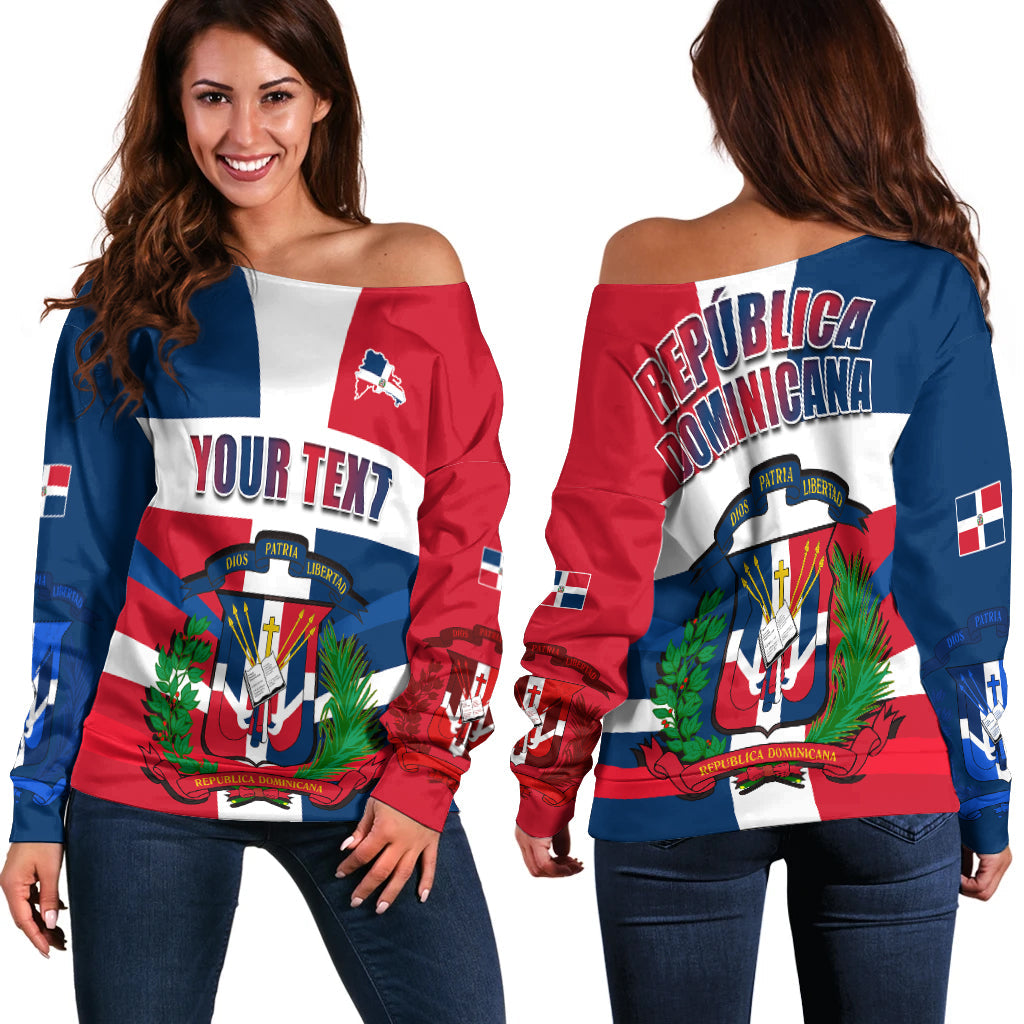 (Custom Personalised) Dominican Republic Off Shoulder Sweater Dominicana Proud Style Flag LT13 - Wonder Print Shop