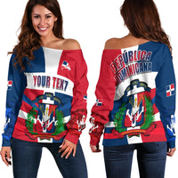 (Custom Personalised) Dominican Republic Off Shoulder Sweater Dominicana Proud Style Flag LT13 - Wonder Print Shop