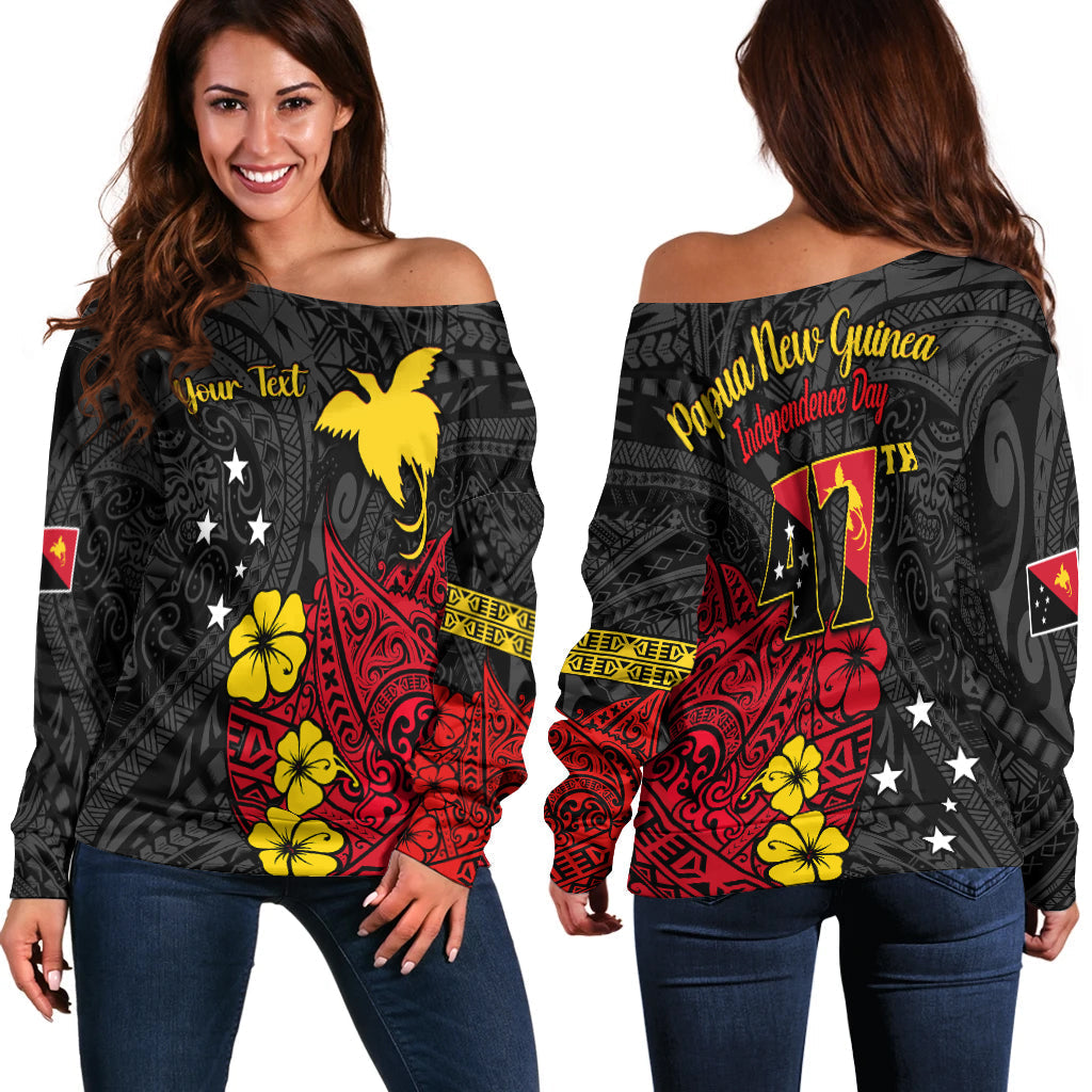 Custom Personalised Papua New Guinea Anniversary Off Shoulder Sweater 47th Independence Day Since 1975 LT13 - Wonder Print Shop