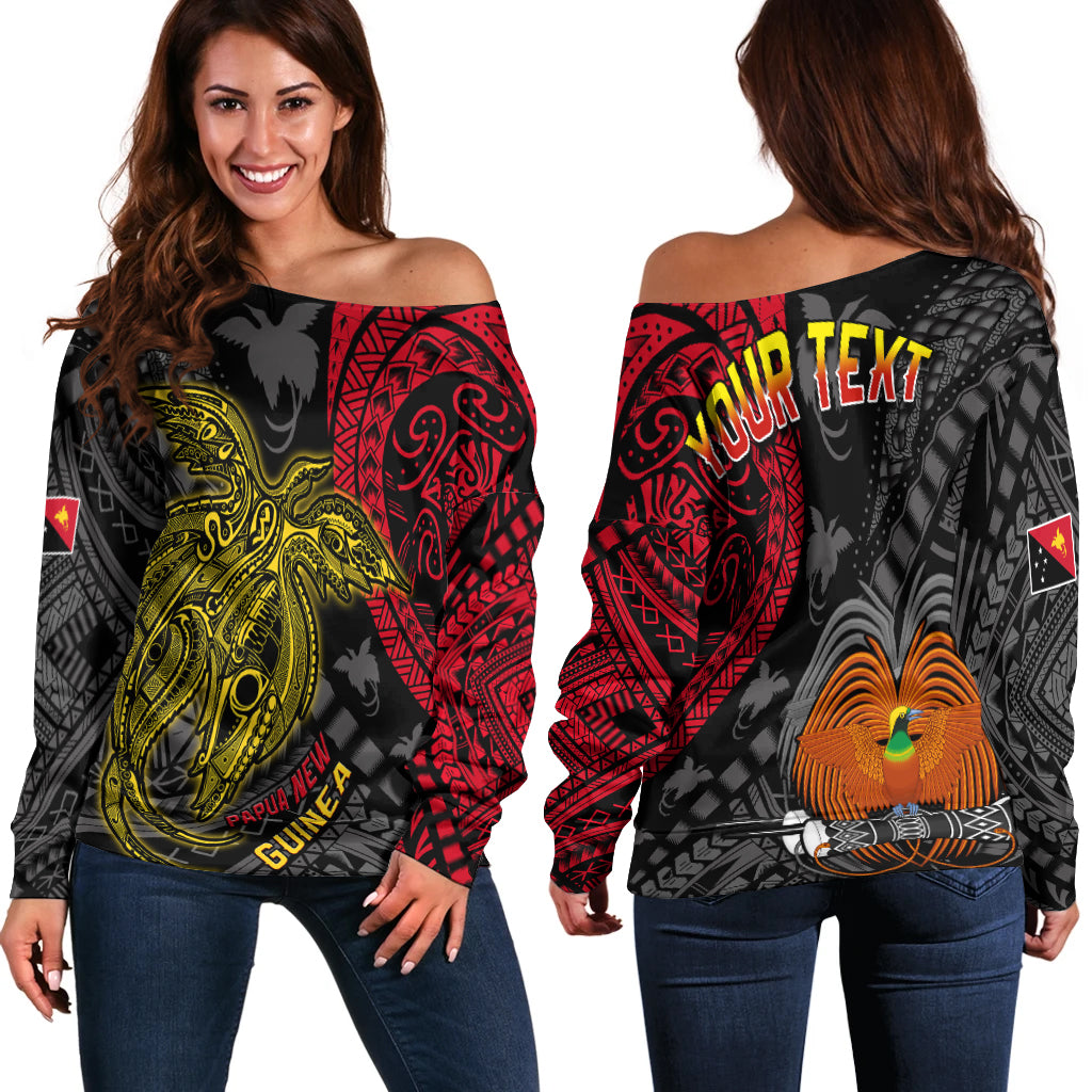Custom Personalised Papua New Guinea Off Shoulder Sweater Raggiana Birds Of Paradise Happy 47th Independence Day LT13 - Wonder Print Shop