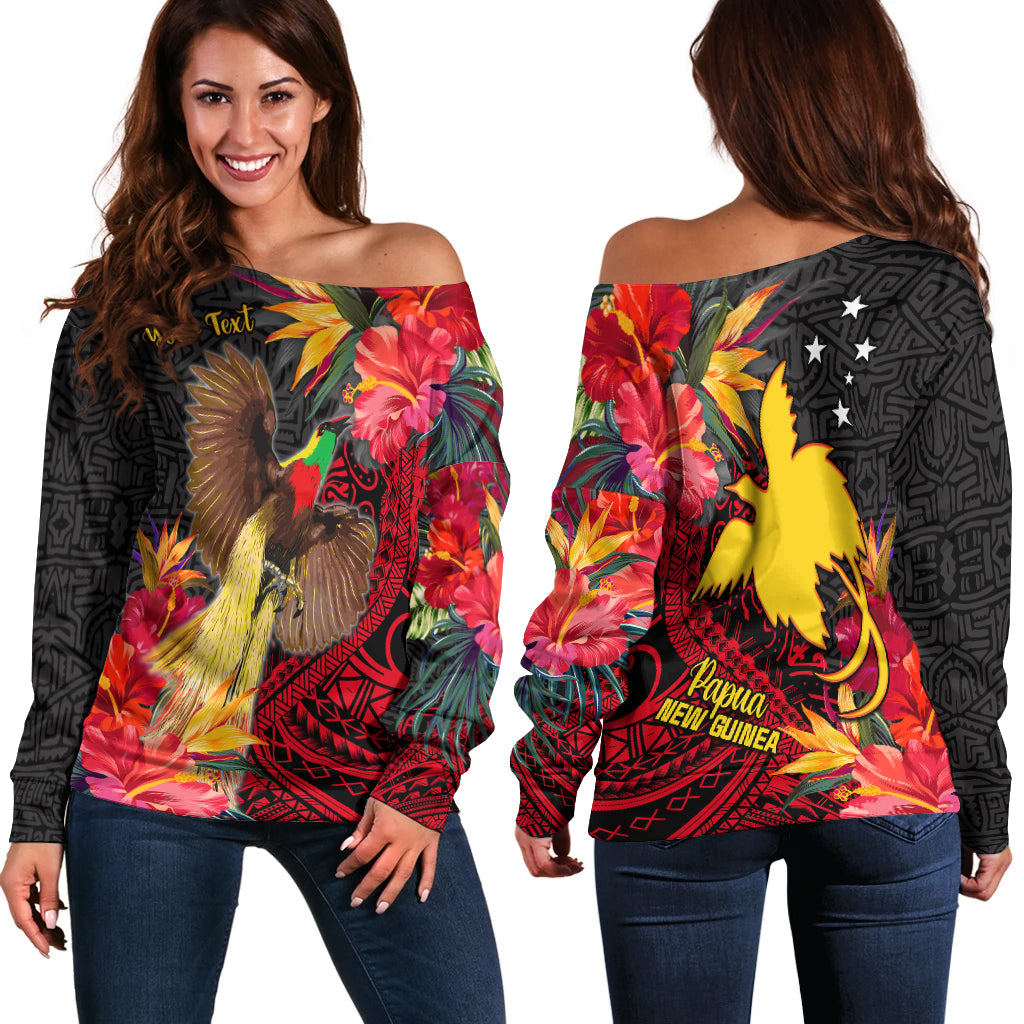 Custom Personalised Papua New Guinea Off Shoulder Sweater Bird of Paradise LT13 - Wonder Print Shop