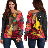 Custom Personalised Papua New Guinea Off Shoulder Sweater Bird of Paradise LT13 - Wonder Print Shop
