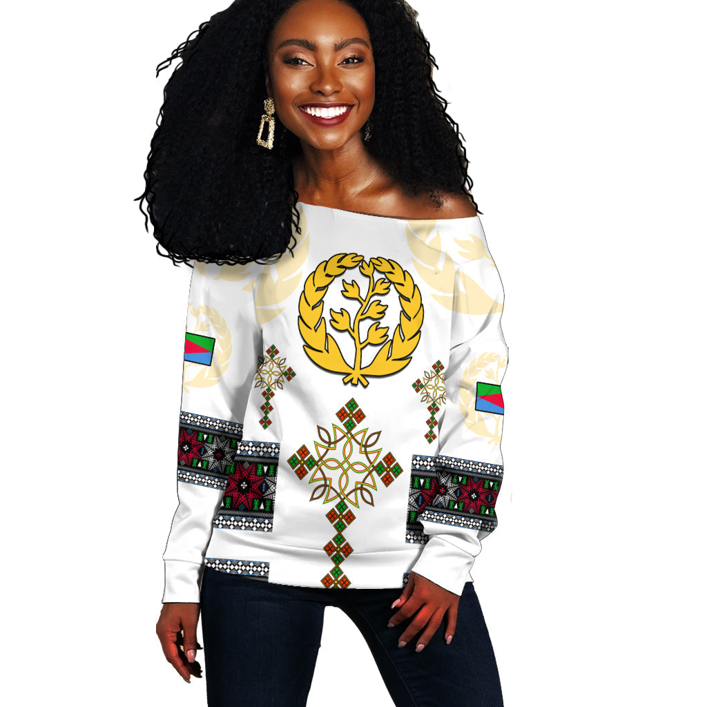 (Custom Personalised) Eritrea Cross Off Shoulder Sweater Independence Day Proud Eritrean LT13 - Wonder Print Shop