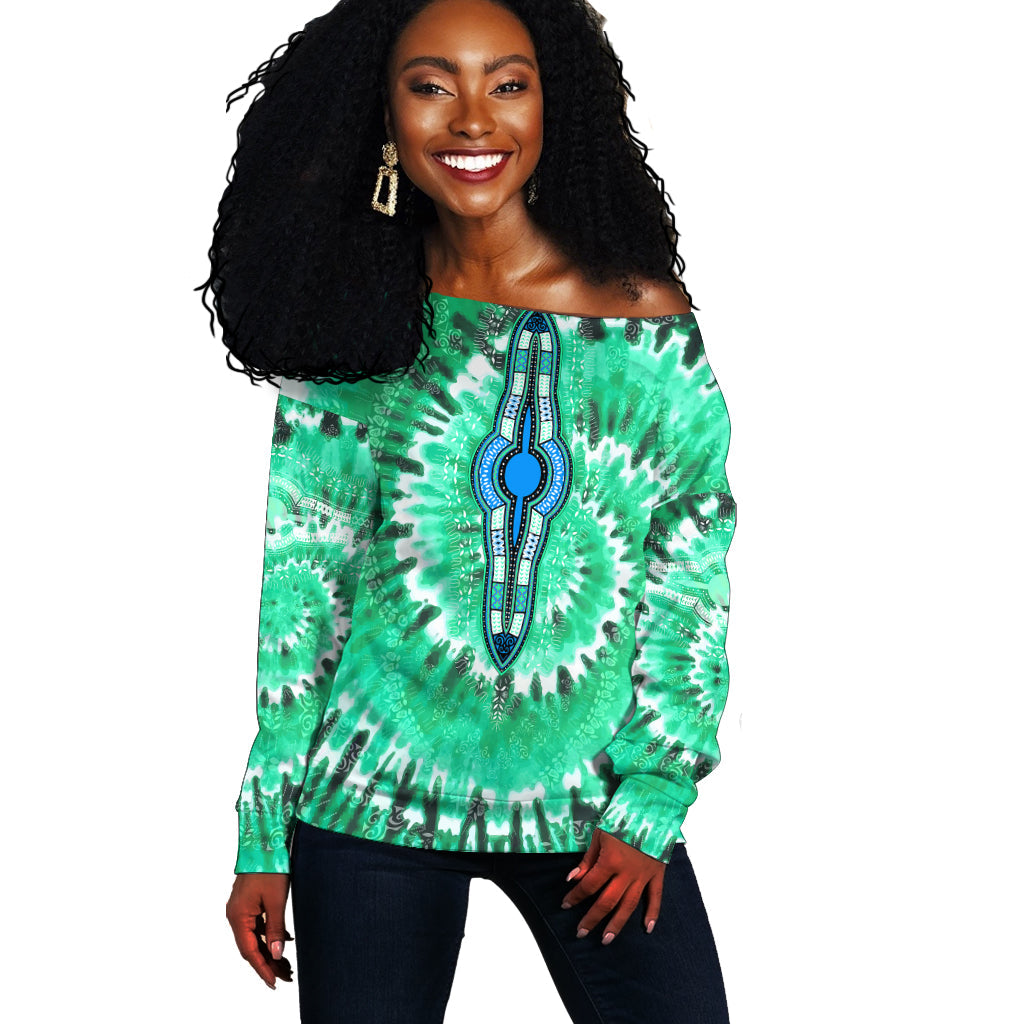 custom-personalised-africa-tie-dye-off-shoulder-sweater-green-fashion