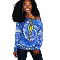 (Custom Personalised) Africa Tie Dye Off Shoulder Sweater Blue Fashion LT13 - Wonder Print Shop