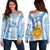 Argentina Football Off Shoulder Sweater Champions World Cup Gaucho Vamos LT13 - Wonder Print Shop