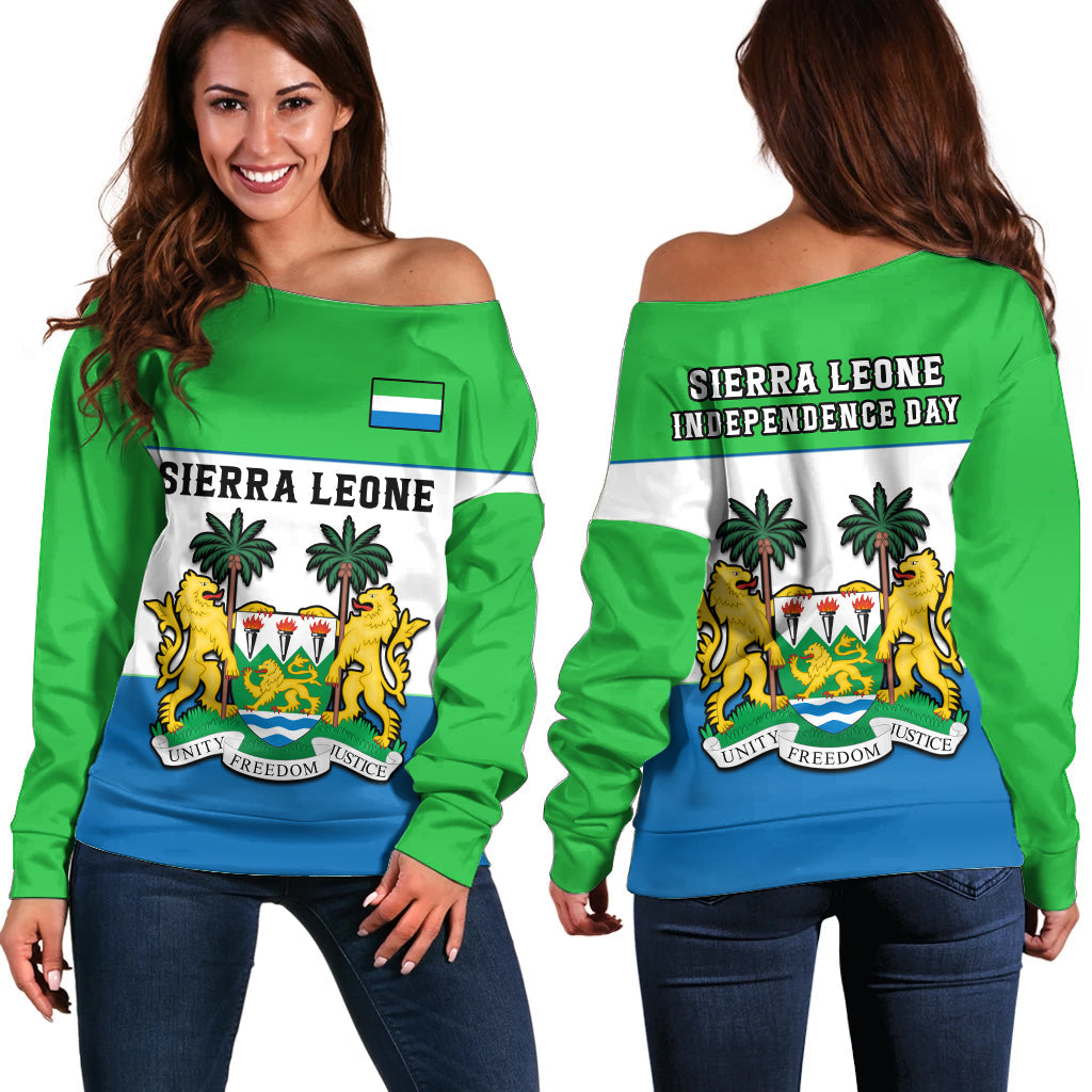 Sierra Leone Off Shoulder Sweater Happy Independence Day - Wonder Print Shop