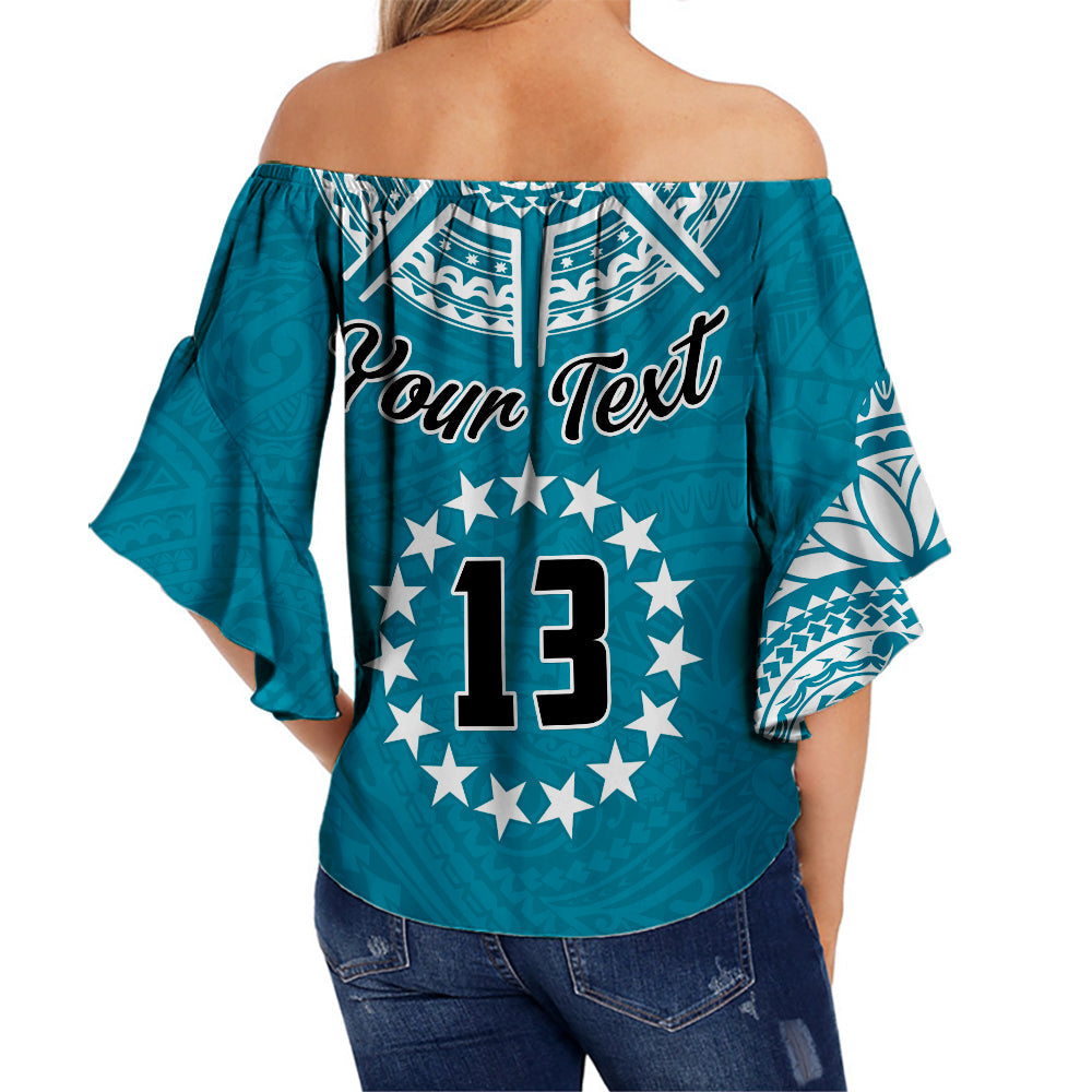 custom-text-and-number-cook-islands-tatau-off-shoulder-waist-wrap-top-symbolize-passion-stars-version-blue