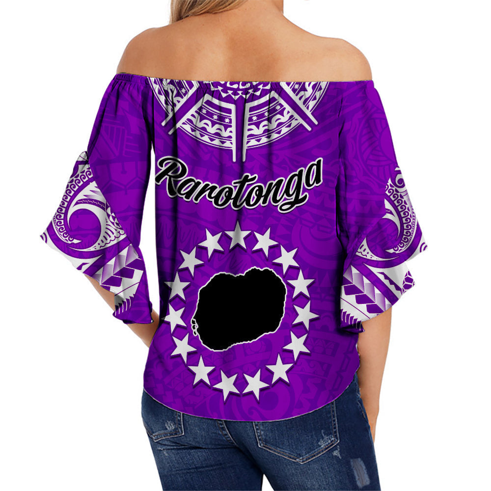 rarotonga-cook-islands-off-shoulder-waist-wrap-top-turtle-and-map-style-purple