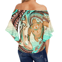 hawaii-off-shoulder-waist-wrap-top-polynesian-shark-and-sea-turtle-dreamy-turquoise-artsy