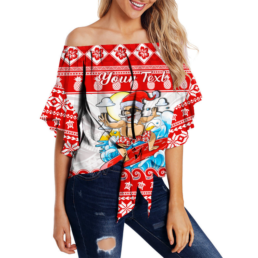 custom-personalised-hawaii-christmas-off-shoulder-waist-wrap-top-surfing-santa-mele-kalikimaka-polynesian