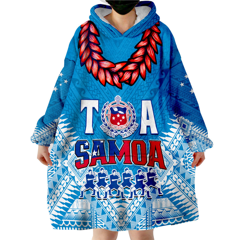 Toa Samoa Rugby Wearable Blanket Hoodie Manu Siva Tau Style Ulafala LT13 - Wonder Print Shop