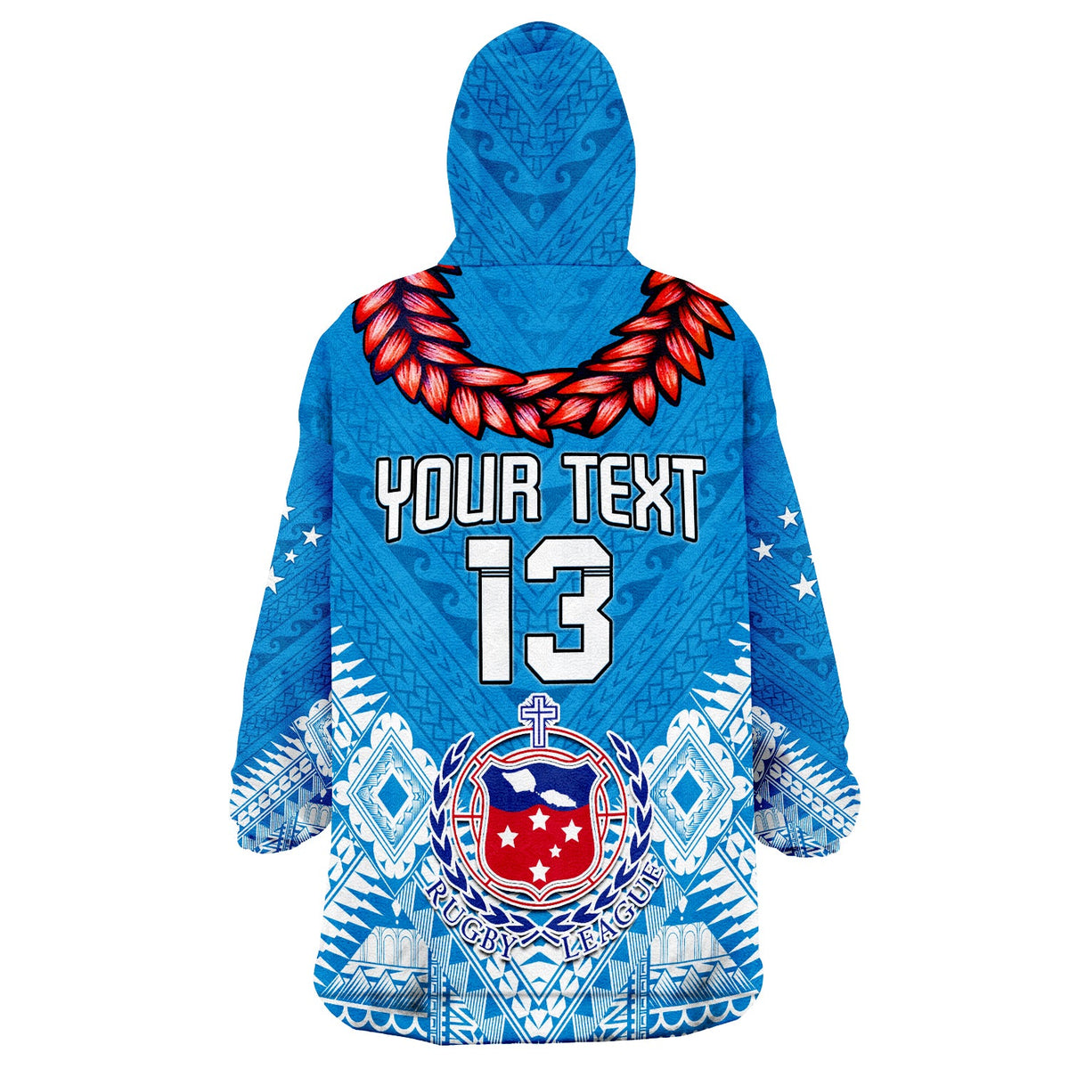 (Custom Text and Number) Toa Samoa Rugby Wearable Blanket Hoodie Manu Siva Tau Style Ulafala LT13 - Wonder Print Shop