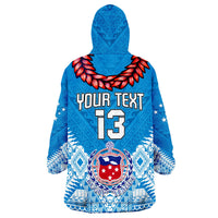 (Custom Text and Number) Toa Samoa Rugby Wearable Blanket Hoodie Manu Siva Tau Style Ulafala LT13 - Wonder Print Shop