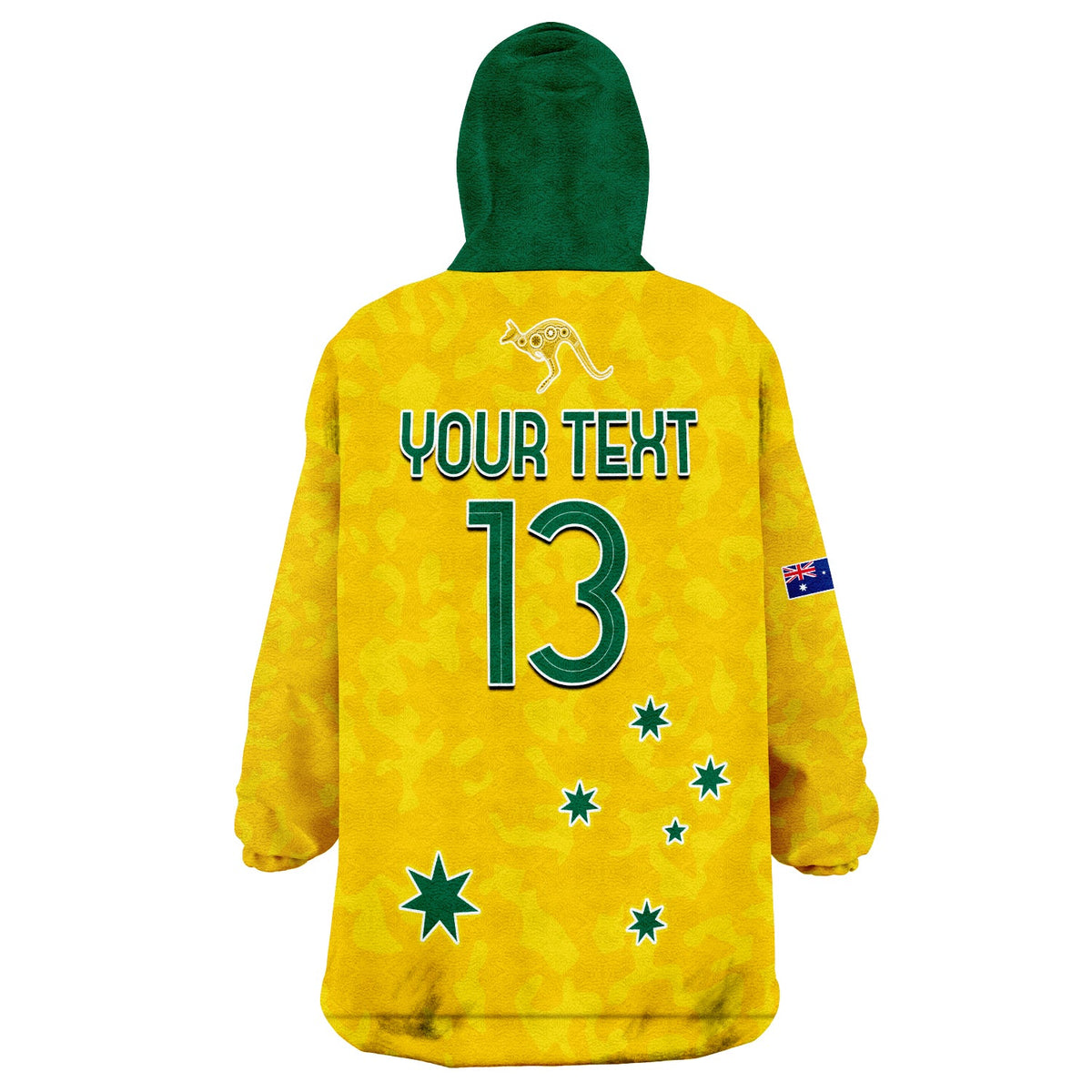 (Custom Text and Number) Australia Soccer Wearable Blanket Hoodie World Cup Football 2022 Socceroos with Kangaroos LT13 - Wonder Print Shop