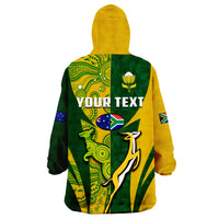 (Custom Personalised) Australia Rugby and South Africa Rugby Wearable Blanket Hoodie Wallabies Mix Springboks Sporty - Wonder Print Shop