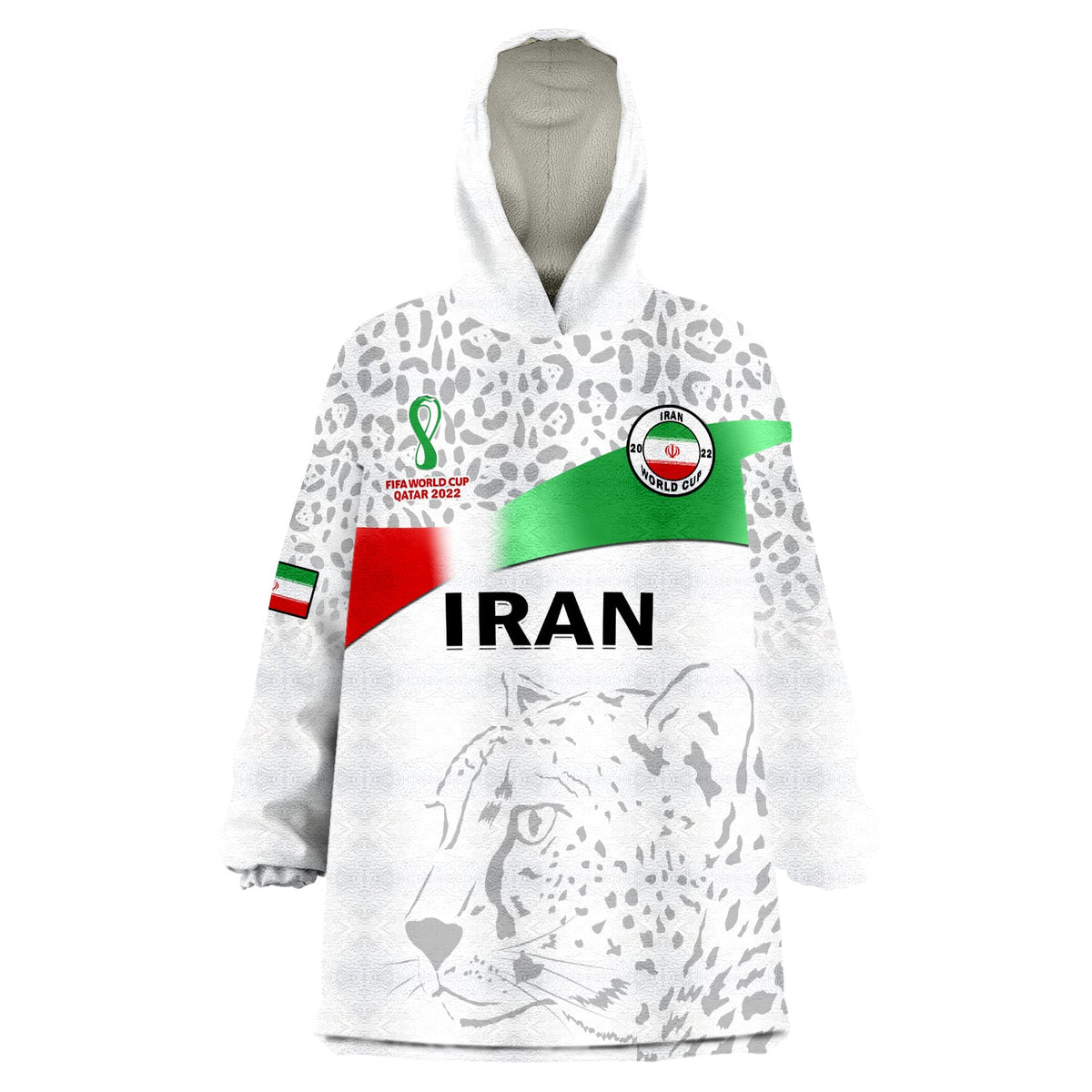 Iran Football Wearable Blanket Hoodie Team Melli World Cup 2022 - Wonder Print Shop