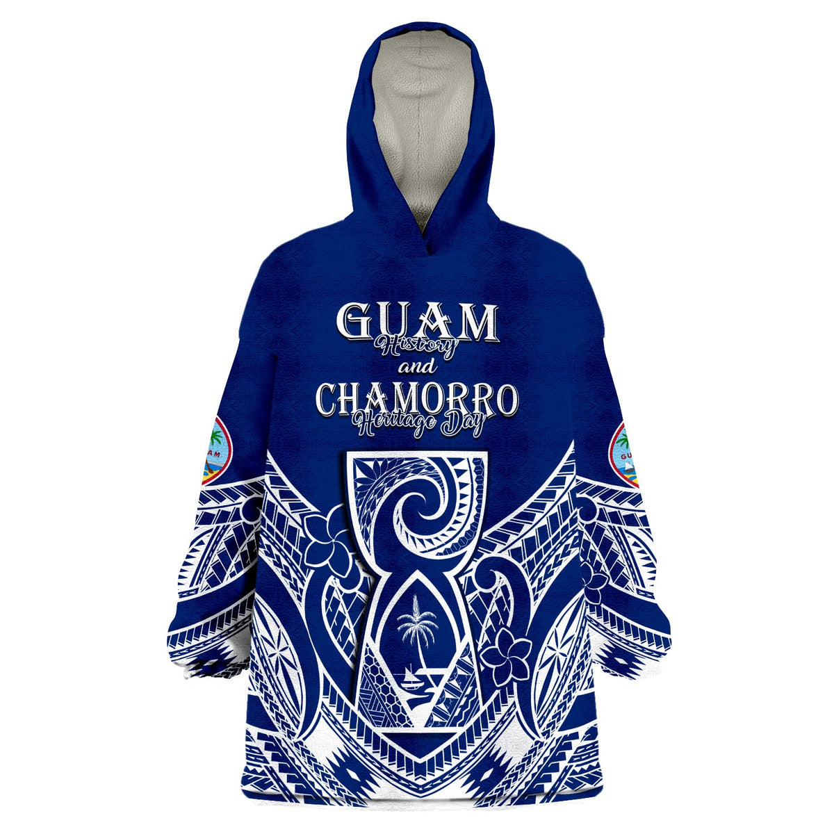 (Custom Personalised) Guam History and Chamorro Heritage Day Wearable Blanket Hoodie Latte Stone Polynesian - Wonder Print Shop