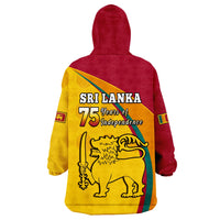 Sri Lanka Wearable Blanket Hoodie Sri Lankan Pattern Happy 75 Years Of Independence - Wonder Print Shop