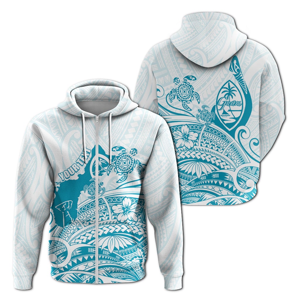 Custom Guam Zip Up Hoodie Ocean and Turtle Simple Style - Wonder Print Shop