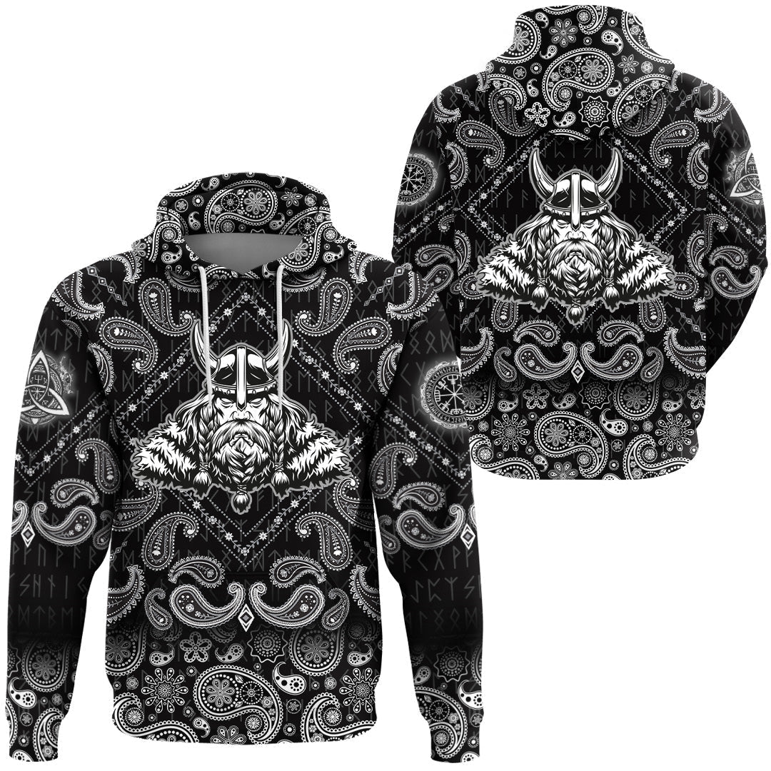 Viking Hoodie Odin Vintage Concept with Bandana Paisley Style RLT12 - Wonder Print Shop