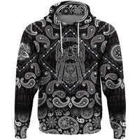 Viking Hoodie Odin Wutan with Bandana Paisley Style RLT12 - Wonder Print Shop