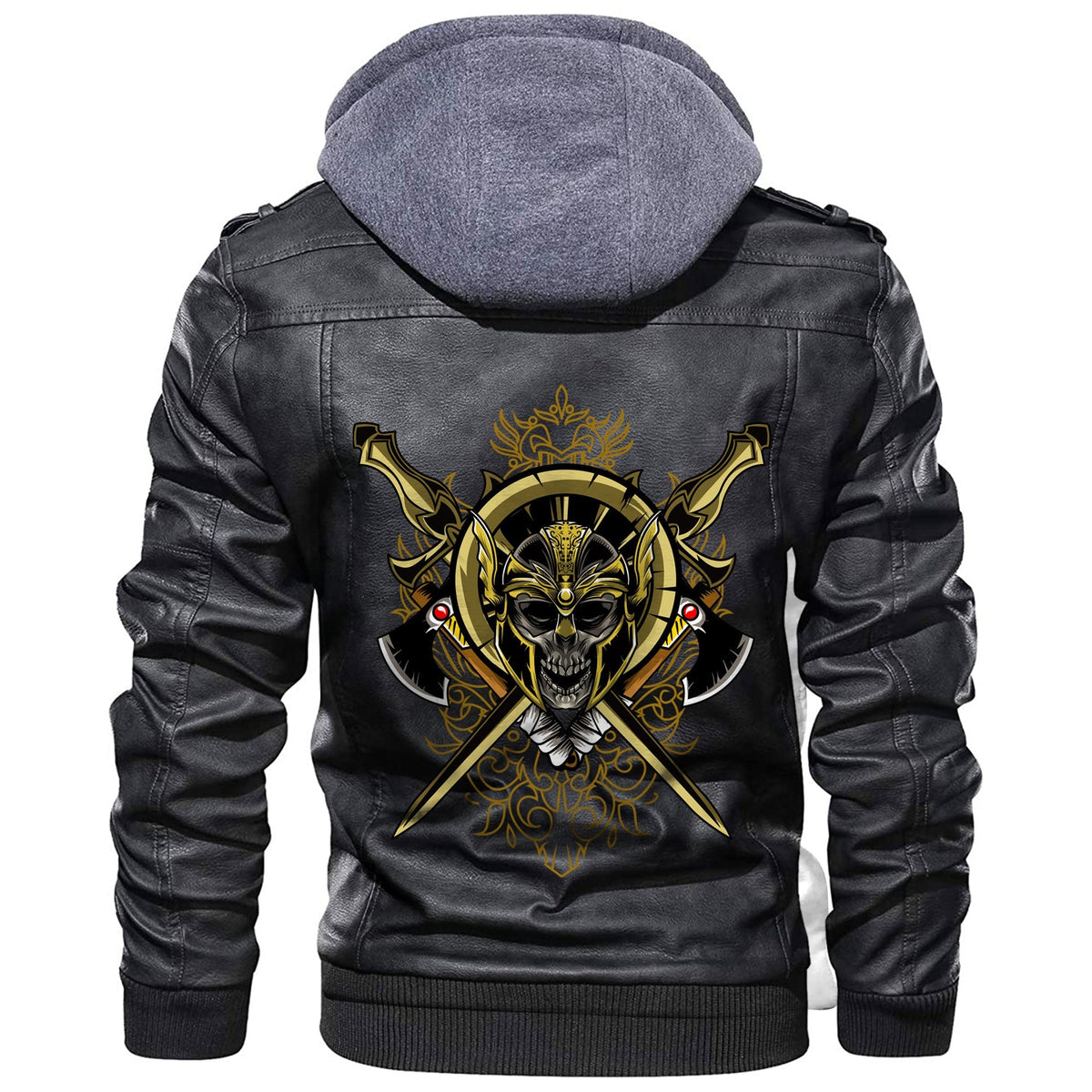 Viking Odin Skull With Weapon Leather Jacket RLT12 - Wonder Print Shop