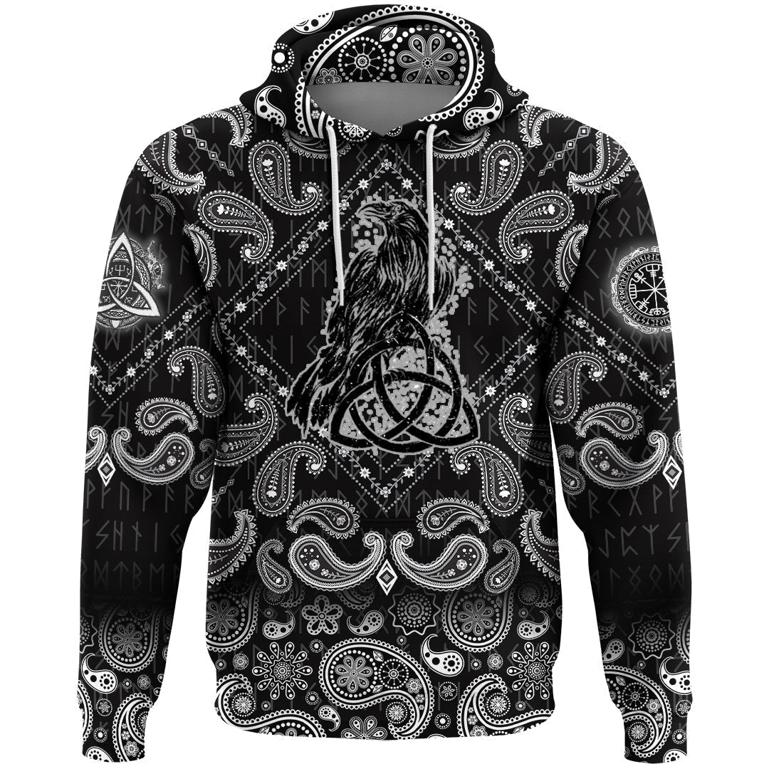 Viking Hoodie Odins Celtic Raven with Bandana Paisley Style RLT12 - Wonder Print Shop