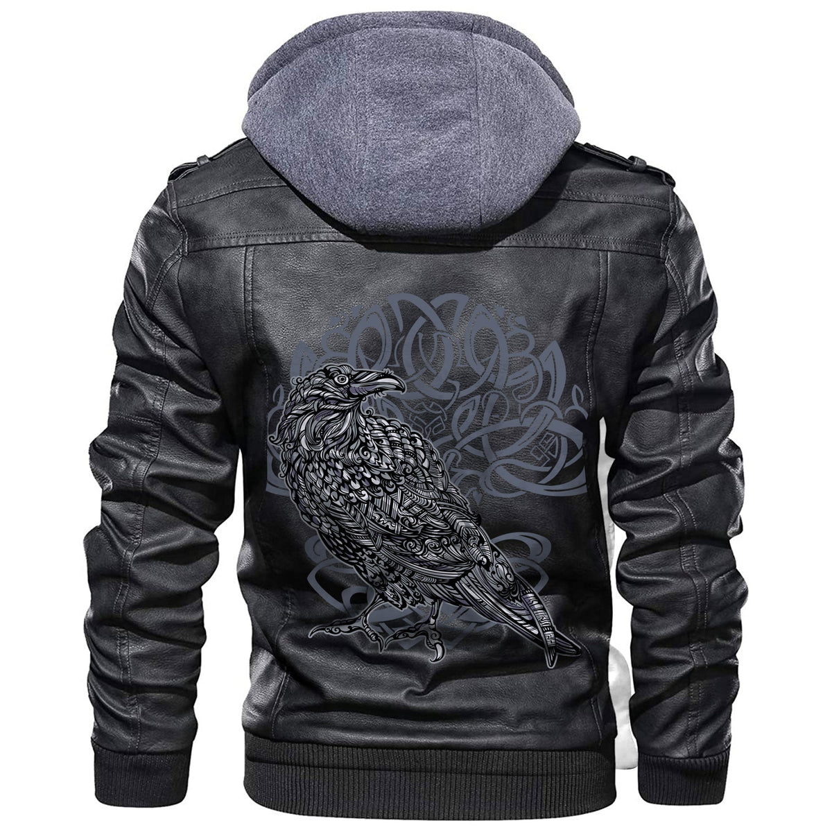 Viking Odin's Celtic Raven Scandinavian Tattoo Leather Jacket RLT12 - Wonder Print Shop