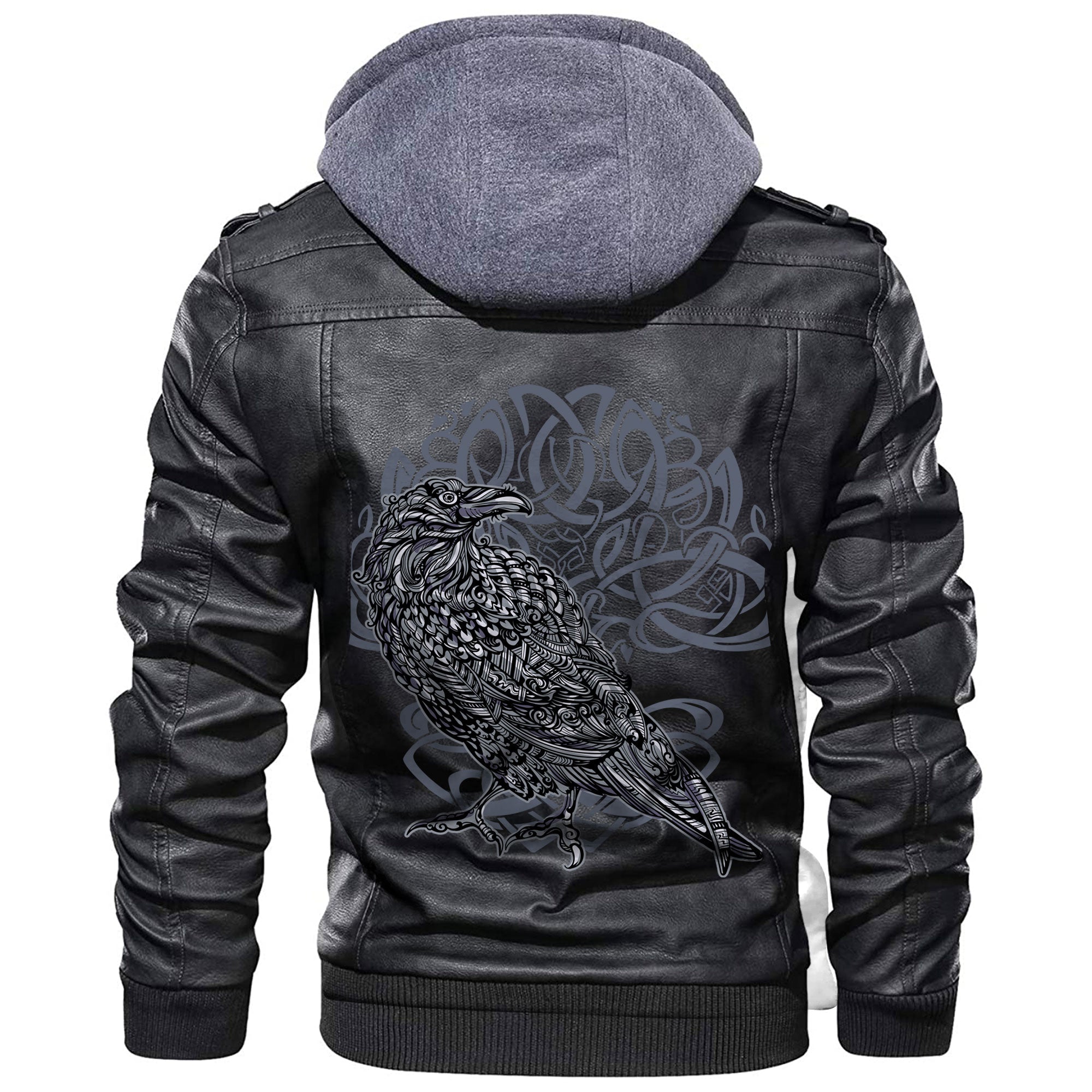 Viking Odin's Celtic Raven Scandinavian Tattoo Leather Jacket RLT12 - Wonder Print Shop