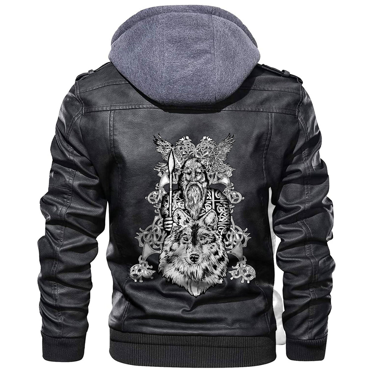 Viking Odin and Wolf Leather Jacket RLT12 - Wonder Print Shop