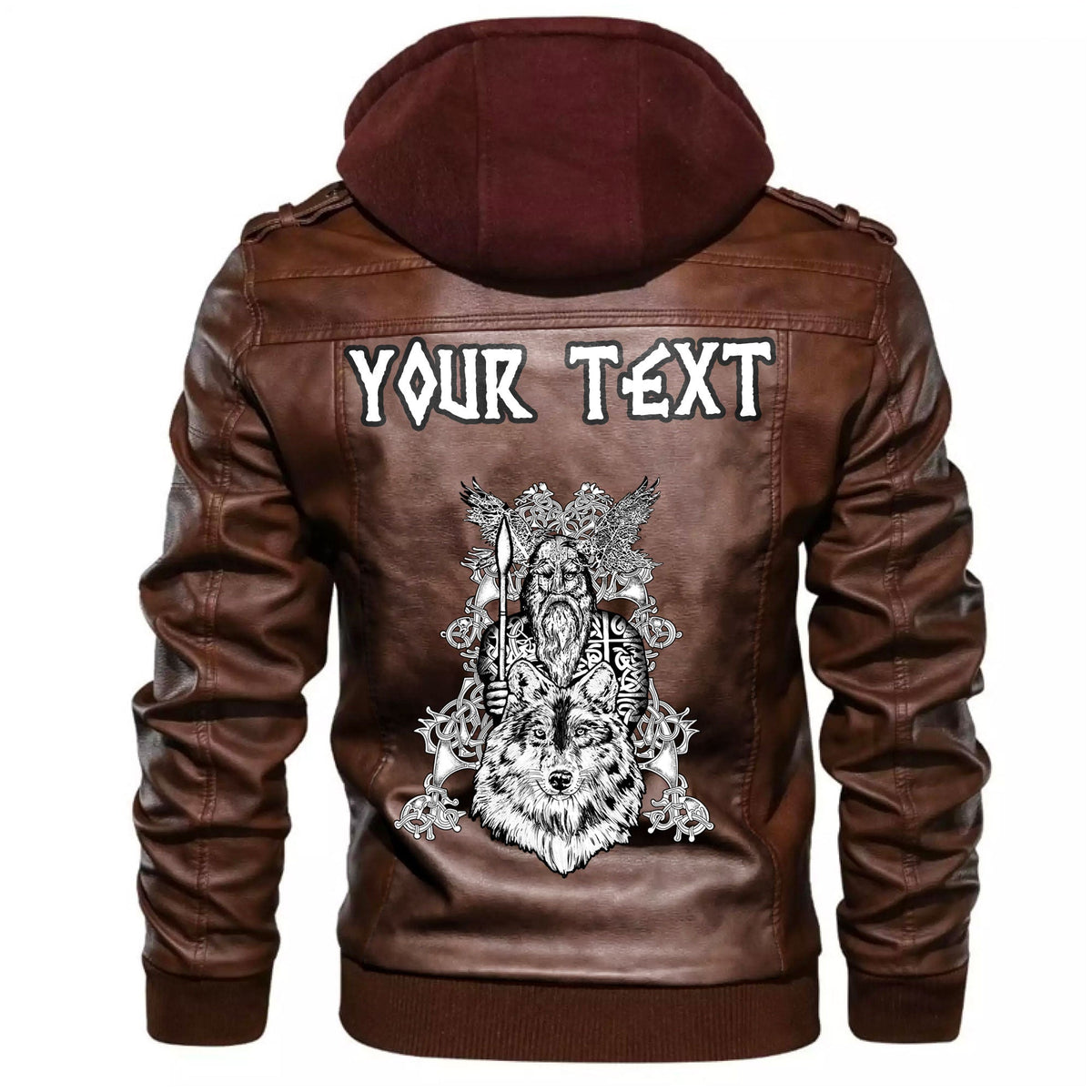 (Custom) Wonder Print Shop - Odin and Wolf Leather Jacket RLT12 - Wonder Print Shop