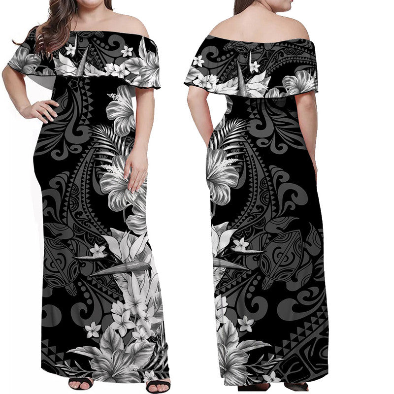 Hawaii Flowers Mix Tribal Pattern Matching Hawaiian Shirt And Dress White LT6 - Wonder Print Shop