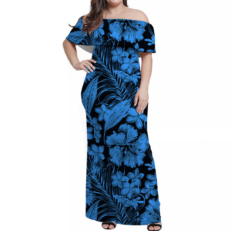Aloha Hawaii Flowers Summer Matching Hawaiian Shirt And Dress Blue LT6 - Wonder Print Shop
