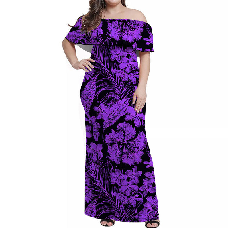 Aloha Hawaii Flowers Summer Matching Hawaiian Shirt And Dress Purple LT6 - Wonder Print Shop