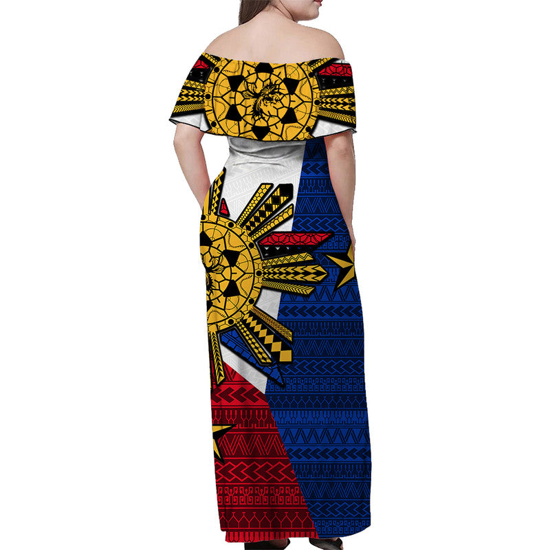 filipino-off-shoulder-long-dress-tribal-flag-style