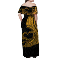 Personalised Polynesian Valentine Matching Hawaiian Shirt And Dress Heart Tattoo Gold Style LT6 - Wonder Print Shop