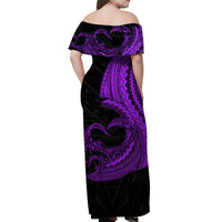 Personalised Polynesian Valentine Matching Hawaiian Shirt And Dress Heart Tattoo Purple Style LT6 - Wonder Print Shop