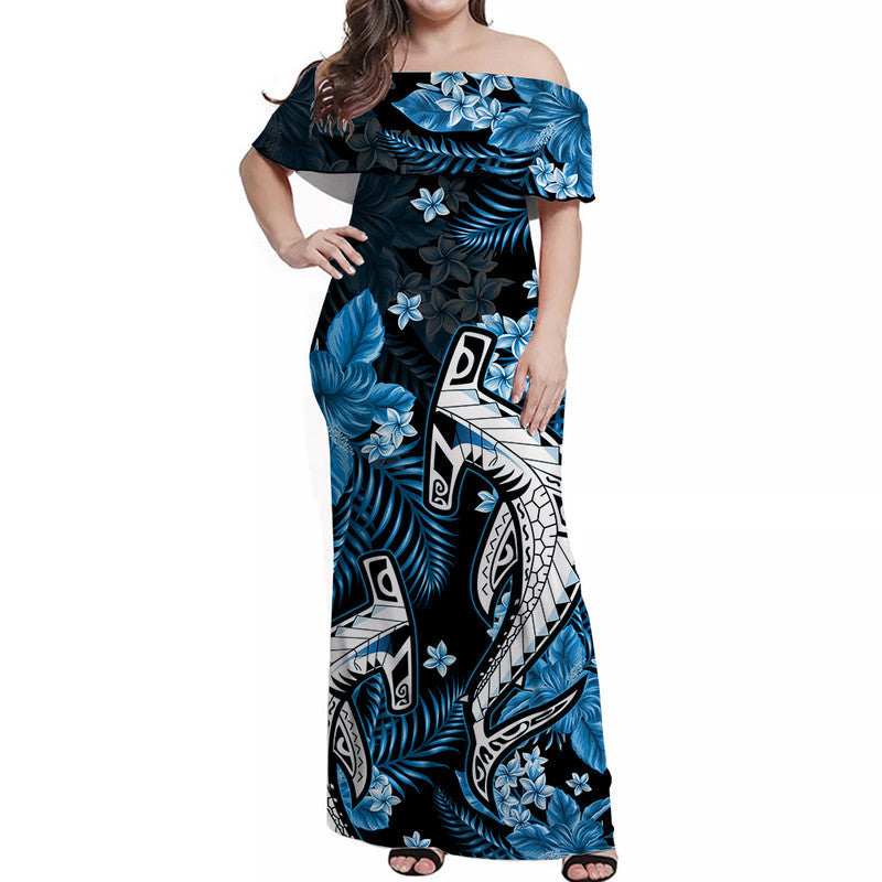 hawaii-summer-colorful-off-shoulder-long-dress-shark-light-blue
