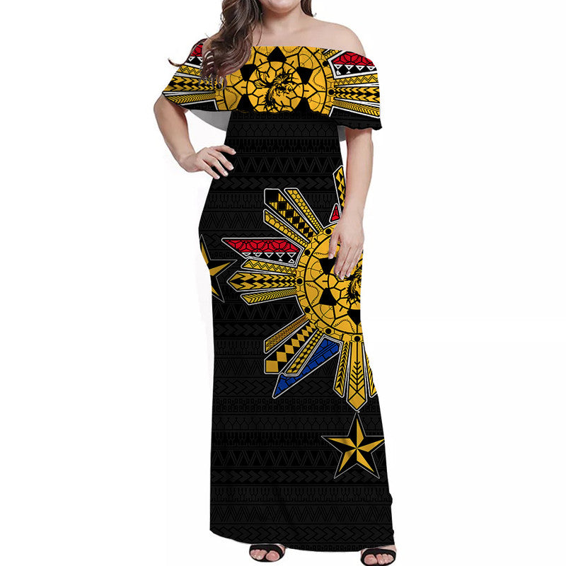 Filipino Matching Hawaiian Shirt And Dress Tribal Black Style LT6 - Wonder Print Shop