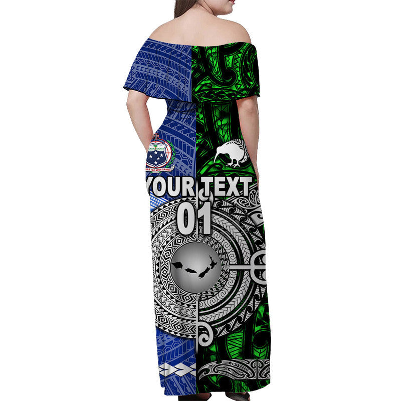 Personalised New Zealand Samoa Matching Hawaiian Outfits For Couples Maori Samoan Tattoo Dress and Hawaiian Shirt - Green LT8 - Wonder Print Shop