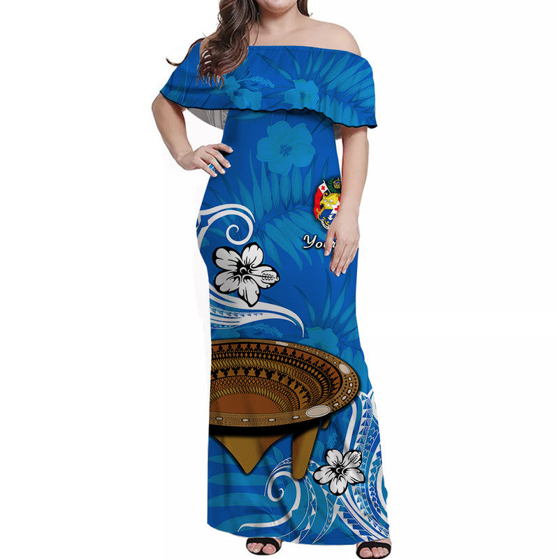 custom-personalised-tonga-kumete-kava-bowl-off-shoulder-long-dress-sila-vibes-blue