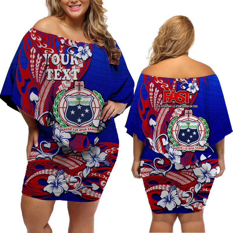 (Custom Personalised) Special Samoa FAST Party Women Off Shoulder Short Dress Tribal Samoan Hibiscus Design - Wonder Print Shop