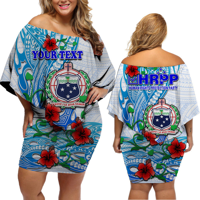 (Custom Personalised) Special Samoa HRPP Party Women Off Shoulder Short Dress Tribal Samoan Hibiscus Design - Wonder Print Shop