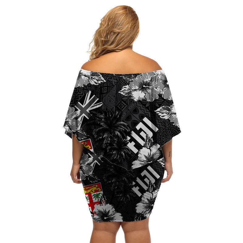 Fiji Hibiscus Off Shoulder Short Dress Hawaii Style No.3 LT6 - Wonder Print Shop